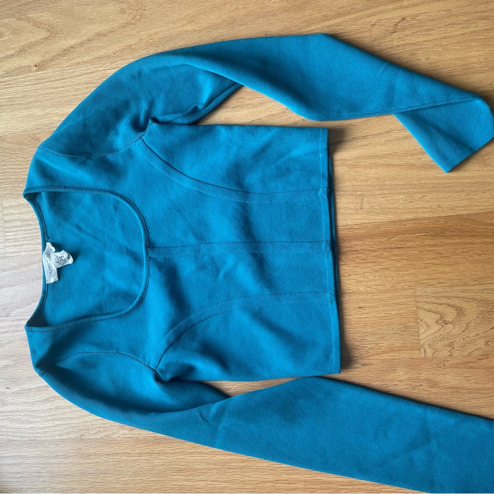 Teal Long Sleeve Crop Top